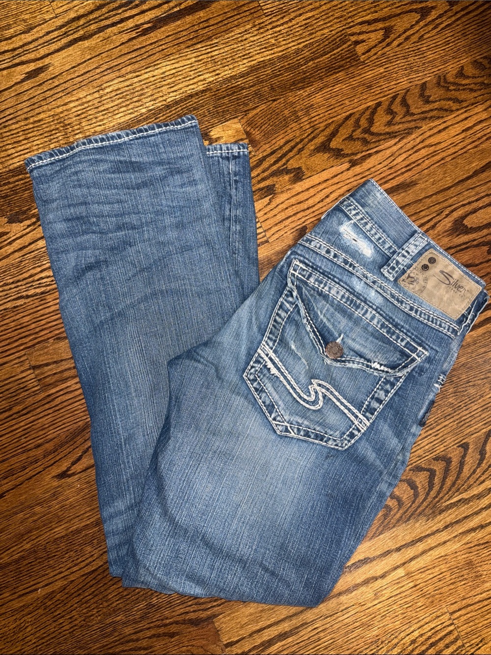 Zac Silver Jeans Co. Men's Distressed Relax Straight Leg Jeans - Light Blue